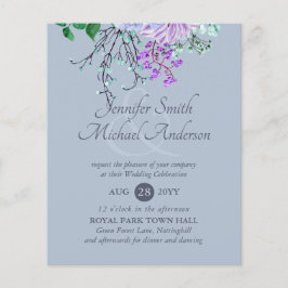 Flyer Casamento Floral Púrpura Roxo Púrpura, Penteado a 