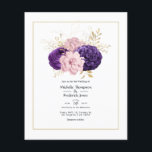 Flyer Casamento Floral Rosa e Violeta<br><div class="desc">Convite para casamento de flores violeta e rosa elegante com sotaques de folha de ouro falsos. Ideal para qualquer tema ou casamento de jardim. Os envelopes não estão incluídos. Para convites mais espessos com envelopes incluídos e produtos correspondentes no mesmo tema,  consulte a coleção abaixo.</div>
