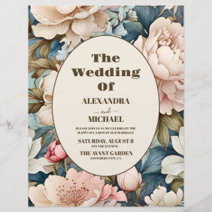 Flyer Casamento Floral Rosa Elegante Do Orçamento