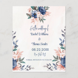 Flyer Casamento Floral Russo com Aquarela Salvar Data F