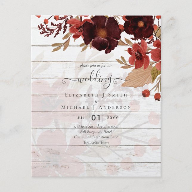 Flyer Casamento Floral Terracotta Burgundy Vermelho (Frente)