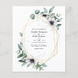 Flyer Casamento Geométrico de Eucalipto com Aquarela de 