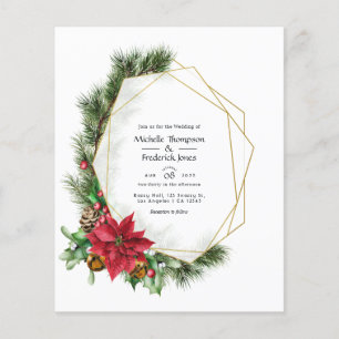 Flyer Casamento Geométrico Floral de Natal em Aquarela