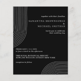 Flyer Casamento Geométrico Moderno em Preto e Branco em 