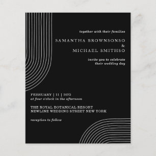 Flyer Casamento Geométrico Moderno em Preto e Branco em 