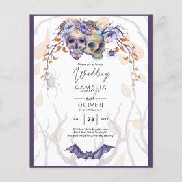 Flyer Casamento Gótico Invitação Cascas Laranja Roxas