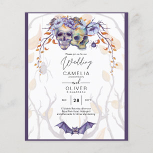 Flyer Casamento Gótico Invitação Cascas Laranja Roxas