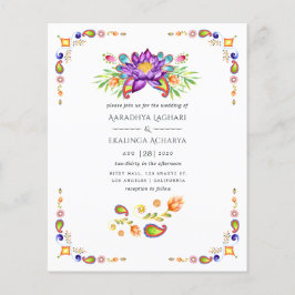 Flyer Casamento Indiano Floral Paisley Moderno