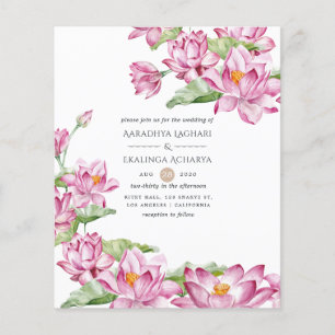Flyer Casamento Índio com Flor de Watercolor Lotus