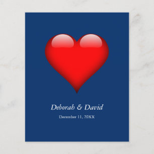 Flyer Casamento Minimalista Azul-Coração Vermelho