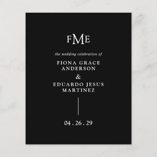 Flyer Casamento Moderno com Monograma Negrito Fiona Blac