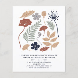 Flyer Casamento Moderno das Flores de Sequoia Azul Simpl
