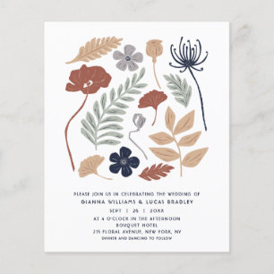 Flyer Casamento Moderno das Flores de Sequoia Azul Simpl