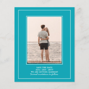 Flyer Casamento Monocromático de Teal Azul Pavão-Pavã