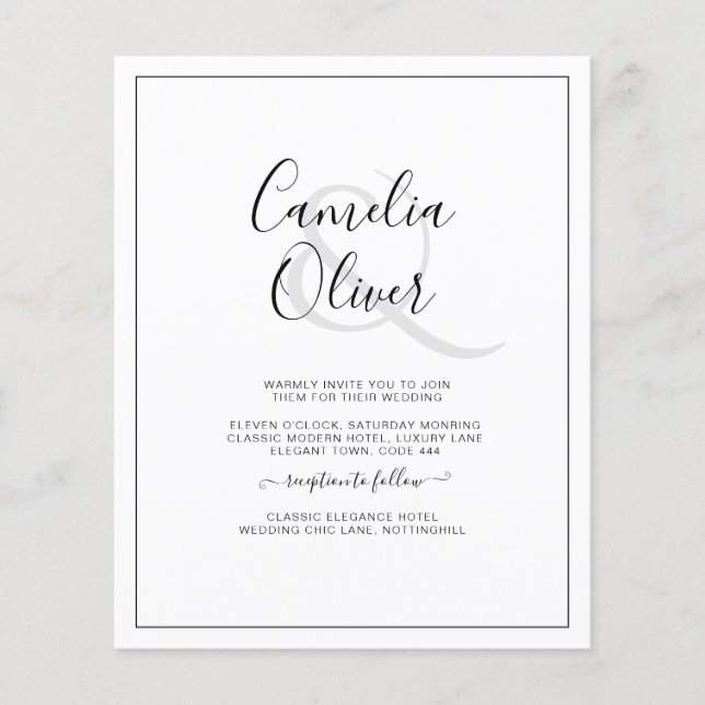 Flyer Casamento monocromático e monocromático do orçamen (Frente)