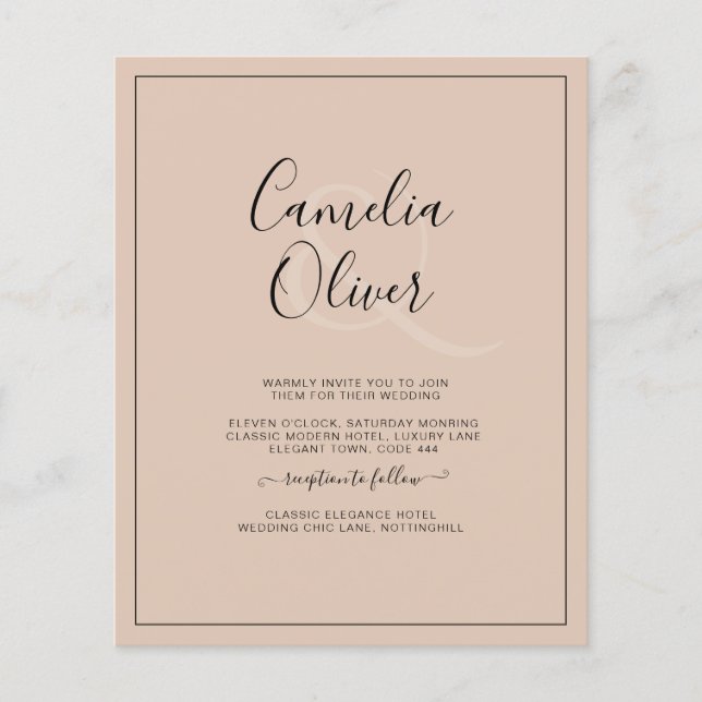Flyer Casamento monocromático e monocromático do orçamen (Frente)