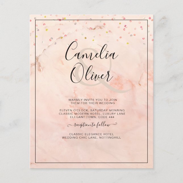 Flyer Casamento monocromático e monocromático do orçamen (Frente)