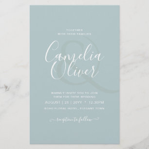 Flyer Casamento Monocromático Verde de Vidro do Mar OR