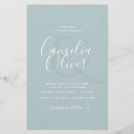 Flyer Casamento Monocromático Verde de Vidro do Mar ORÇA