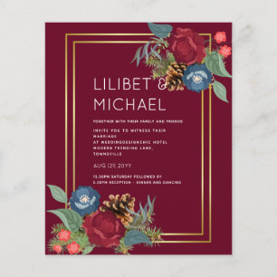 Flyer CASAMENTO NO INVERNO BUDGET Borgonha Azul Azul Mod
