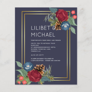 Flyer CASAMENTO NO INVERNO BUDGET Borgonha Azul Azul Mod