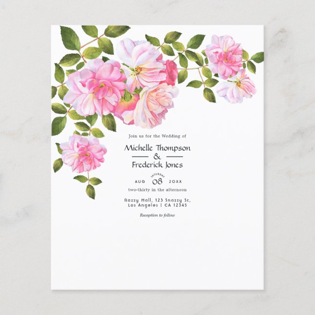 Flyer Casamento no Jardim de Rosas Rosa (Frente)