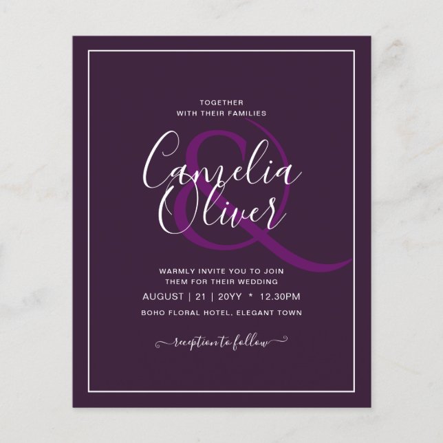 Flyer CASAMENTO ORÇADO ROXO VIOLETA Monocromático Simple (Frente)