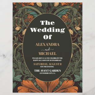 Flyer Casamento Orçamentário Floral Art Nouveau Elegante