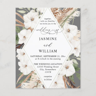 Flyer Casamento outono de Verão Floral White Boho