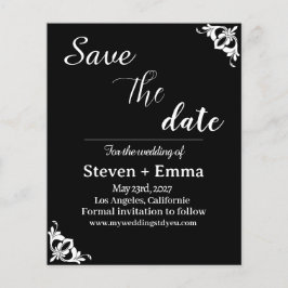 Flyer Casamento Preto e Branco do Orçamento Salvar a Dat