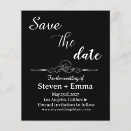 Flyer Casamento Preto e Branco do Orçamento Salvar a Dat