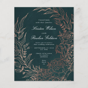 Flyer Casamento Romântico de Cobre de Emerald Wreath