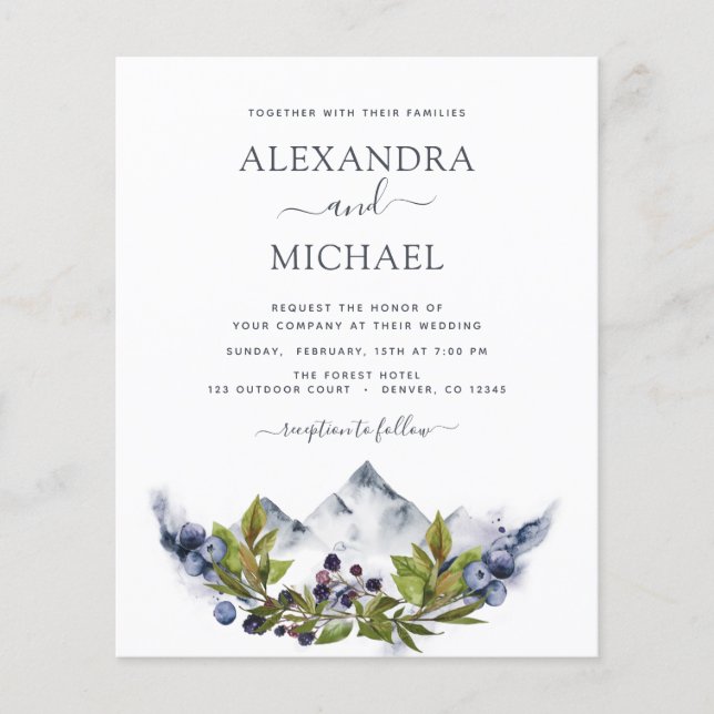 Flyer Casamento Russo da Montanha do Orçamento (Frente)