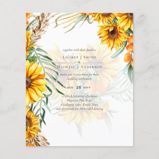 Flyer Casamento Rustic Sunflower Pampas Grass Dusty Rosa