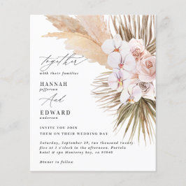 Flyer casamento rústico com orquídea de erva Pampas