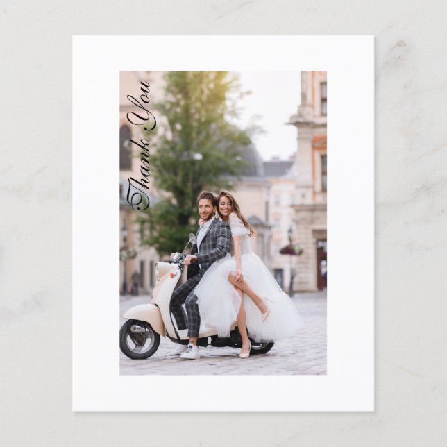 Flyer Casamento Simples Foto de Agradecimento Moderno El (Frente)