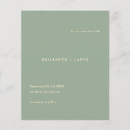 Flyer Casamento Simples Verde Sage Moderno Salvar a Data