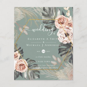 Flyer Casamento TROPICAL GRASS PAMPAS de baixo custo