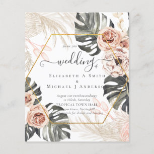 Flyer Casamento TROPICAL GRASS PAMPAS de baixo custo