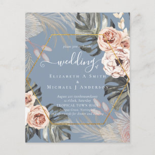 Flyer Casamento TROPICAL GRASS PAMPAS de baixo custo