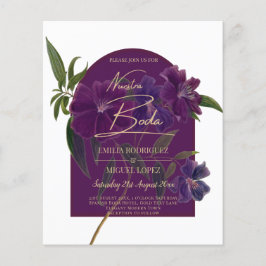 Flyer Casamento Verde da Floresta Floral de Plum Purple