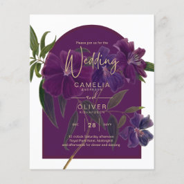 Flyer Casamento Verde da Floresta Floral de Plum Purple
