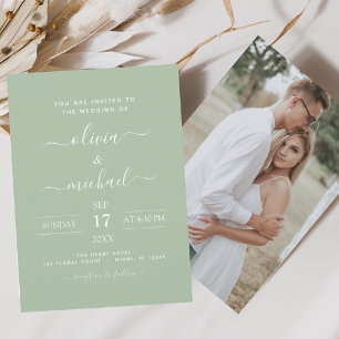 Flyer Casamento Verde de Sábado Orçamental com Convite