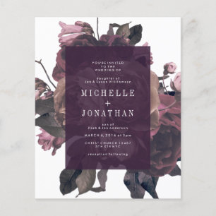 Flyer Casamento vintage de Rosas Antiquados Roxo do Orça