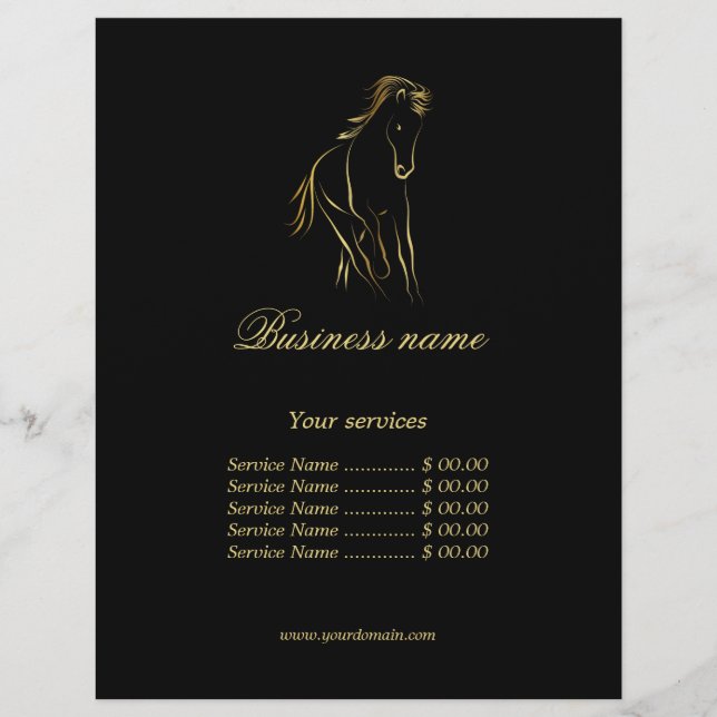 Flyer Cavalo correndo a preto (Frente)