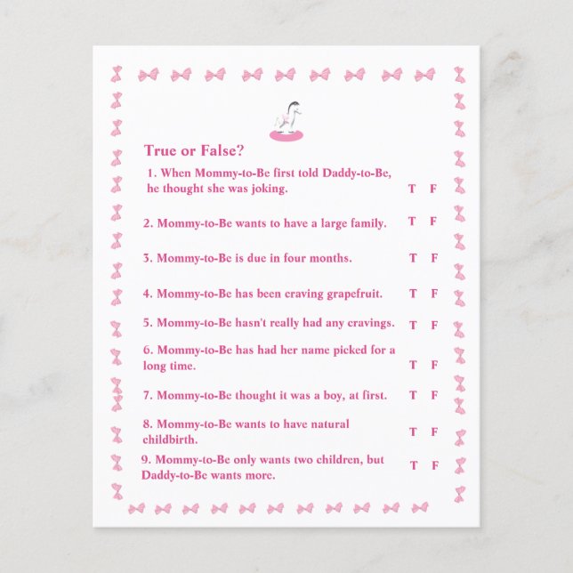 Flyer Cavalo de Balanço Rosa e Branco Jogo Verdadeiro/Fa (Frente)