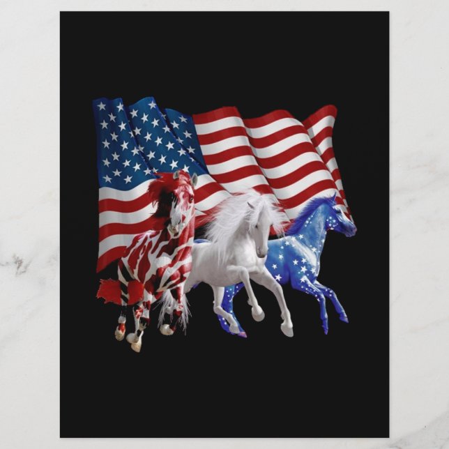Flyer Cavalo EUA Bandeira Americana Cavalo (Frente)