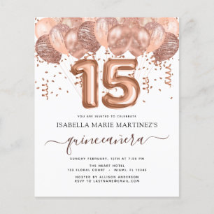 Flyer Celebração de Quinceañera, Balões Dourados do