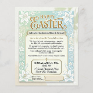 Flyer Celebração Elegante de Floral de Páscoa no Domingo