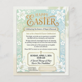Flyer Celebração Elegante de Floral de Páscoa no Domingo